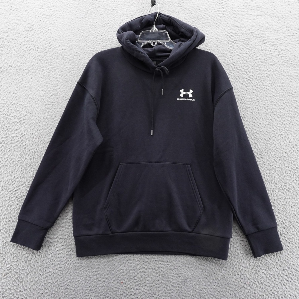 Under Armour Womens Medium Essential Fleece Hoodie Blackā Loose Fit Pullover NEW